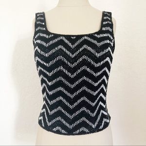 Lillie Rubin Black & White Beaded Top